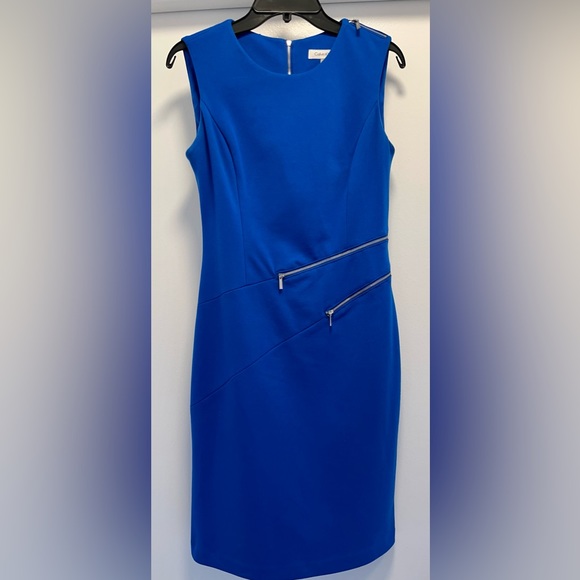 Calvin Klein Dresses & Skirts - Calvin Klein Blue Sheath Dress - Women’s size 4 - EUC!